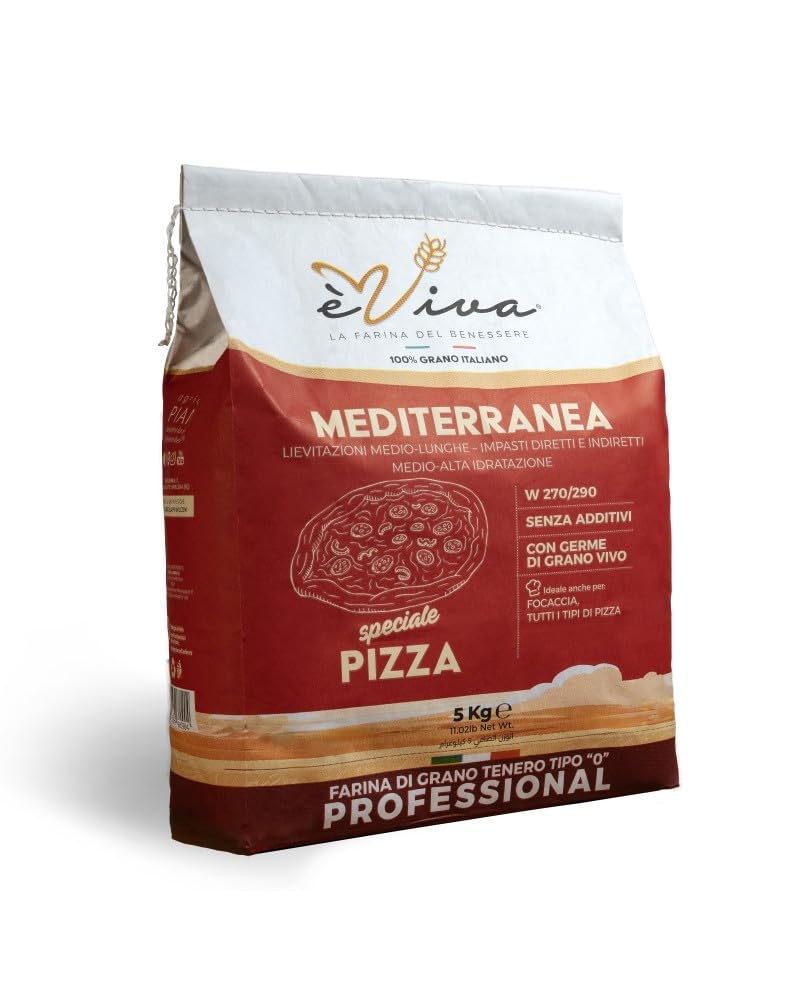 Agricola Piano – Mediterranea | Farina di Grano Tenero Tipo 0, Creata con Malati di Pizza, Farina per pizza, 100% Naturale, Con Germe
