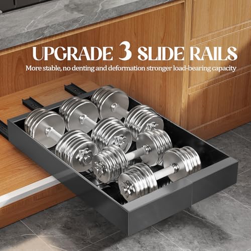 4 Pack Expandable Pull Out Cabinet Organizer 21" Deep With Raising Pad for Framed Cabinets,Upgrade 3 Slide Rails Slide Out Drawers,No Drill Roll Out Shelves,Adjustable Width 9"-14" Black
