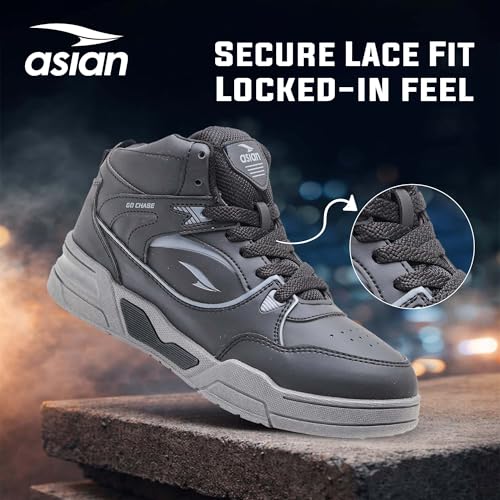 Image of ASIAN Tango-11 Men's High Top Sneakers | Stylish & Lightweight Lace-Up Shoes | Cushioned Sports Sneakers for Men | Ideal for Casual, Daily Use & Travel
