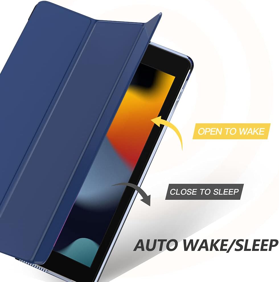 MoKo iPad 10.2 Case for iPad 9th Generation 2021/ iPad 8th Generation 2020/ iPad 7th Generation 2019, Slim Stand Hard Back Shell Smart Cover Case for iPad 10.2 inch, Auto Wake/Sleep, Navy Blue