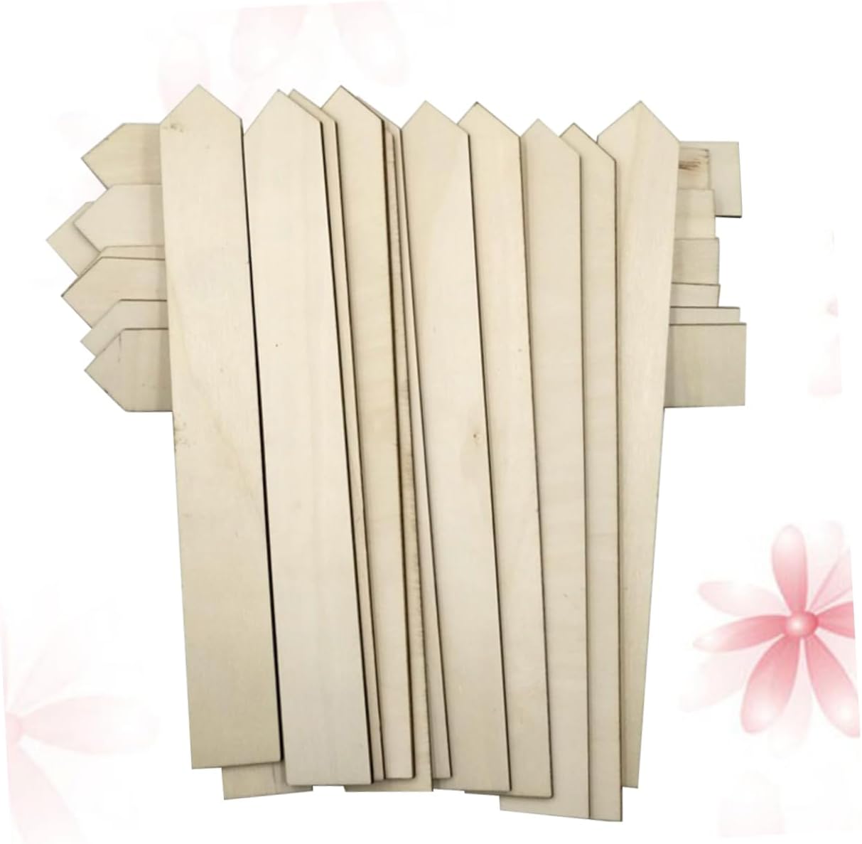 Homoyoyo 100pc Wooden Plant Markers Garden Label Stakes Long Strip Stake Tags Wooden Tags Decorative Garden Signs Outdoor