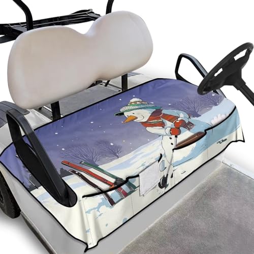 Darisoco Cute Snowman Golf Print Golf Cart Seat Covers Golf Cart Seat Towel/Blanket Heavy Duty Golf Cart Accessories for 2-Person Seats Club Car
