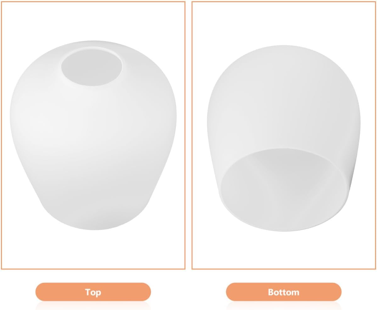 2pcs Oval Frosted Glass Lamp Shade Matte White Replacement Shade for Pendant Light Fixtures Decorative Cover for Chandeliers and Light Fixtures