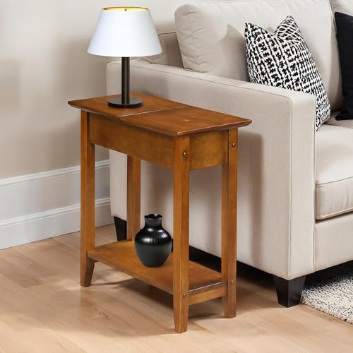 Image of Convenience Concepts American Heritage Flip Top End Table, Dark Walnut