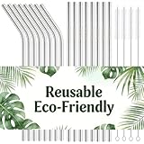 16-Pack Stainless Steel Straw,Reusable Straws – 8 Straight & 8 Bent (8.5 Inch)...