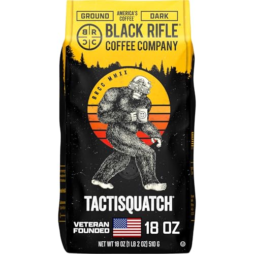Black Rifle Coffee Company Tactisquatch, 18oz Bag, Ground Coffee Dark Roast - Roasted Blend Made from Arabica Beans - Colombian & Brazilian Beans - Veteran Founded & American Made