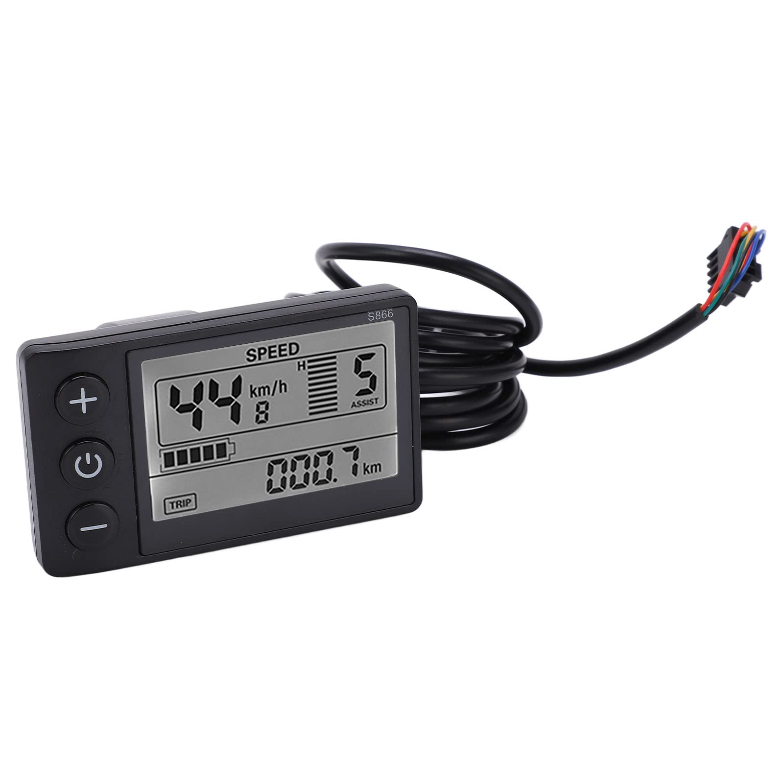 écran LCD vélo électrique, Compteur Écran LCD pour vélo électrique S866, Display LCD Meter Panneau de Commande pour Trottinette électrique 24 V 36 V 48 V avec Prise SM