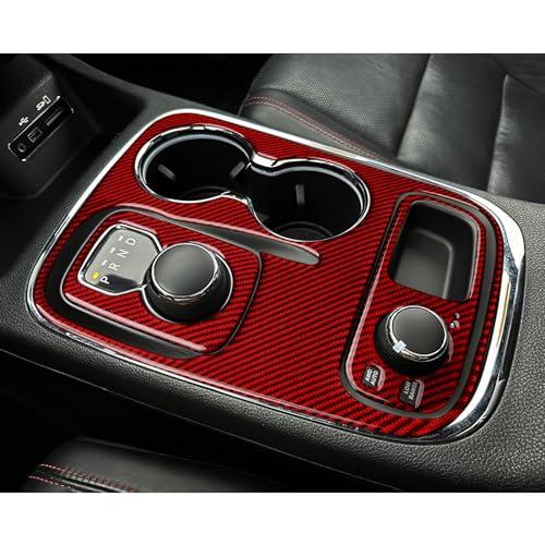Image of Car Gear Shift Panel Decals for 2014-2017 Dodge Durango Accessories Carbon Fiber Interior Stickers, Knob Style