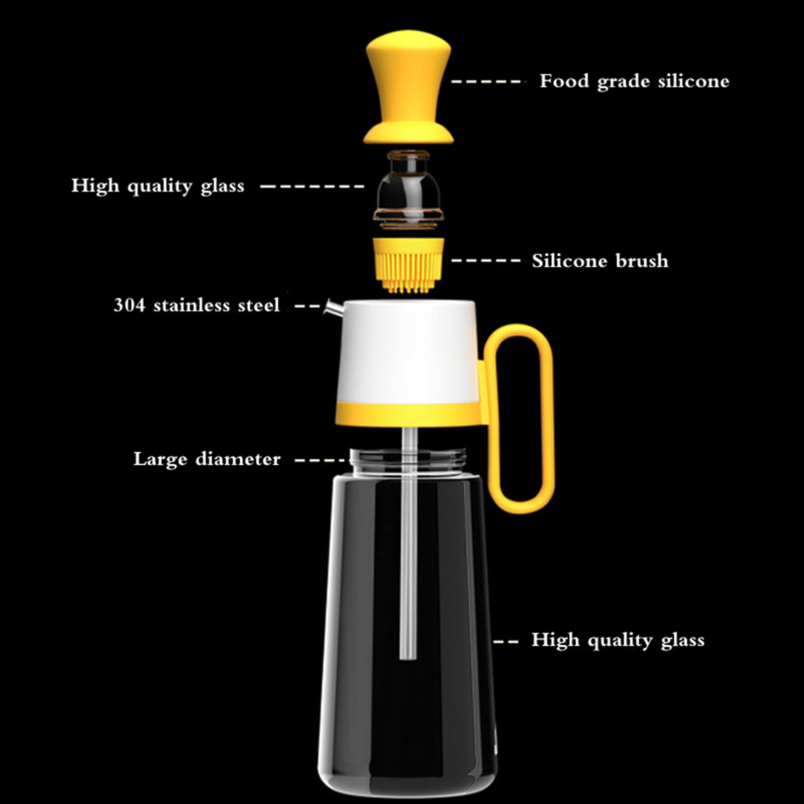 Distributeur d'huile en verre avec pinceau à badigeonner, bouteille d'huile d'olive avec brosse à huile pour barbecue, pâtisserie, cuisine, cuisine Distributeur d'huile en verre avec pinceau à badigeonner, bouteille d'huile d'olive avec brosse à huile pour barbecue, pâtisserie, cuisine, cuisine