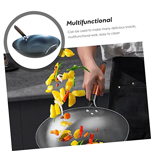 Wok de Hierro con Mango de Madera PRETYZOOM miniatura 2