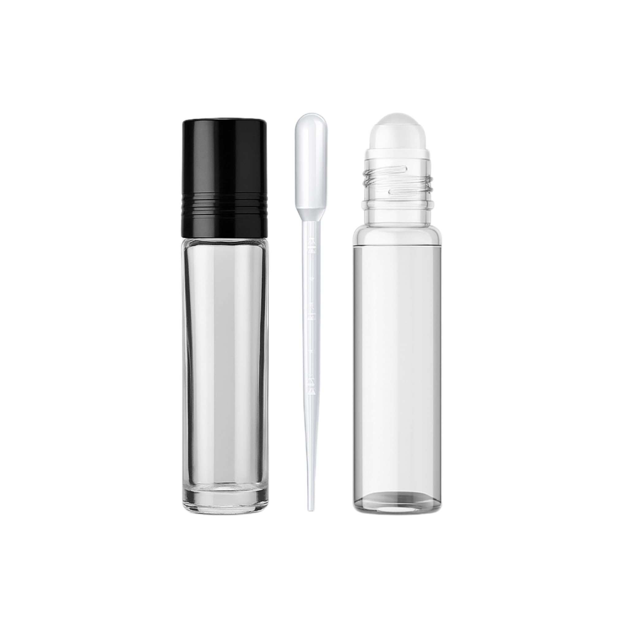 10 ml Clear Glass Roll-On Bottle with Steel Roller & Black Cap – Refillable, Leakproof for Essential Oils, Perfumes & Lip Balms (05)-image-28