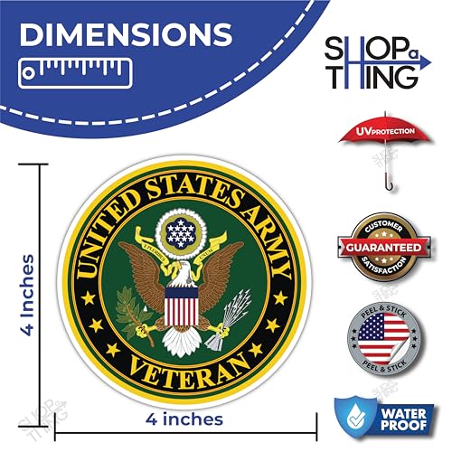 Image of SHOP A THING - United States Veteran Army Sticker - Vinyl Decal for Car, Truck, and Van - Waterproof Decal for Waterbottle - Indoor and Outdoor Use Laptop and iPad - Removable Window - SAT 033
