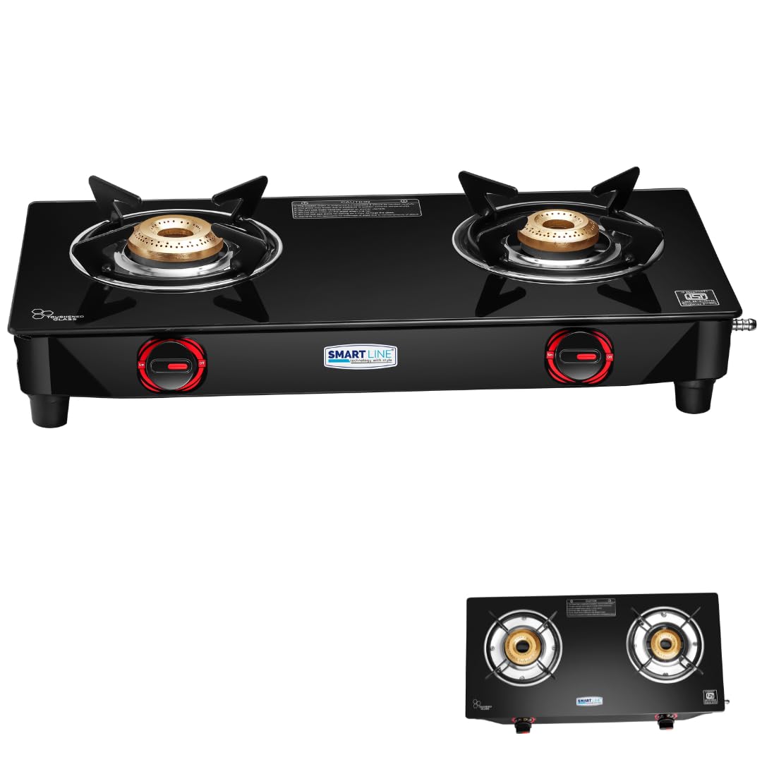 Smart Line Three Burner Glass Cooktop - ISI certified LPG Stove for modular kitchen - Manual Ignition - 1 Year Warranty (CIA690) (B0DFH99GC1) Amazon Price History, Amazon Price Tracker
