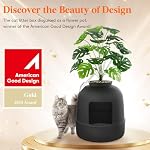 Lifewit Cat Litter Box, Hidden Enclosure Litter Tray with Odor Control & Carbon Filter in Living Room, Bedroom, Corner with Faux Plant& Plastic Scoop, 48 x 120 cm/19x47, Black - Image 2