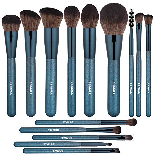BS-MALL Makeup Brush Set 14Pcs Premium Synthetic Professional Makeup Brushes Foundation Powder Blending