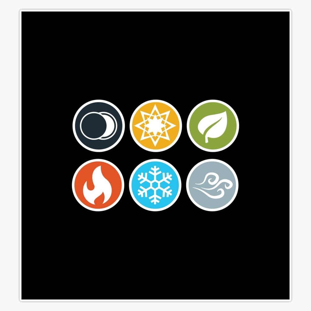 - Element Symbols HQ - Compact Vertical - Gloomhaven Inspired 5" Removable Magnetic Bumper Sticker | Heavy-Duty Vehicle Magnet