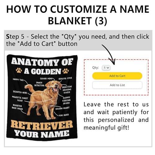 Custom Golden Retriever Blanket for for Baby - 30x40 Inches Lap Size - Soft Fluffy Cozy Blankets Gift - Black Novelty Blanket for Couch, Work