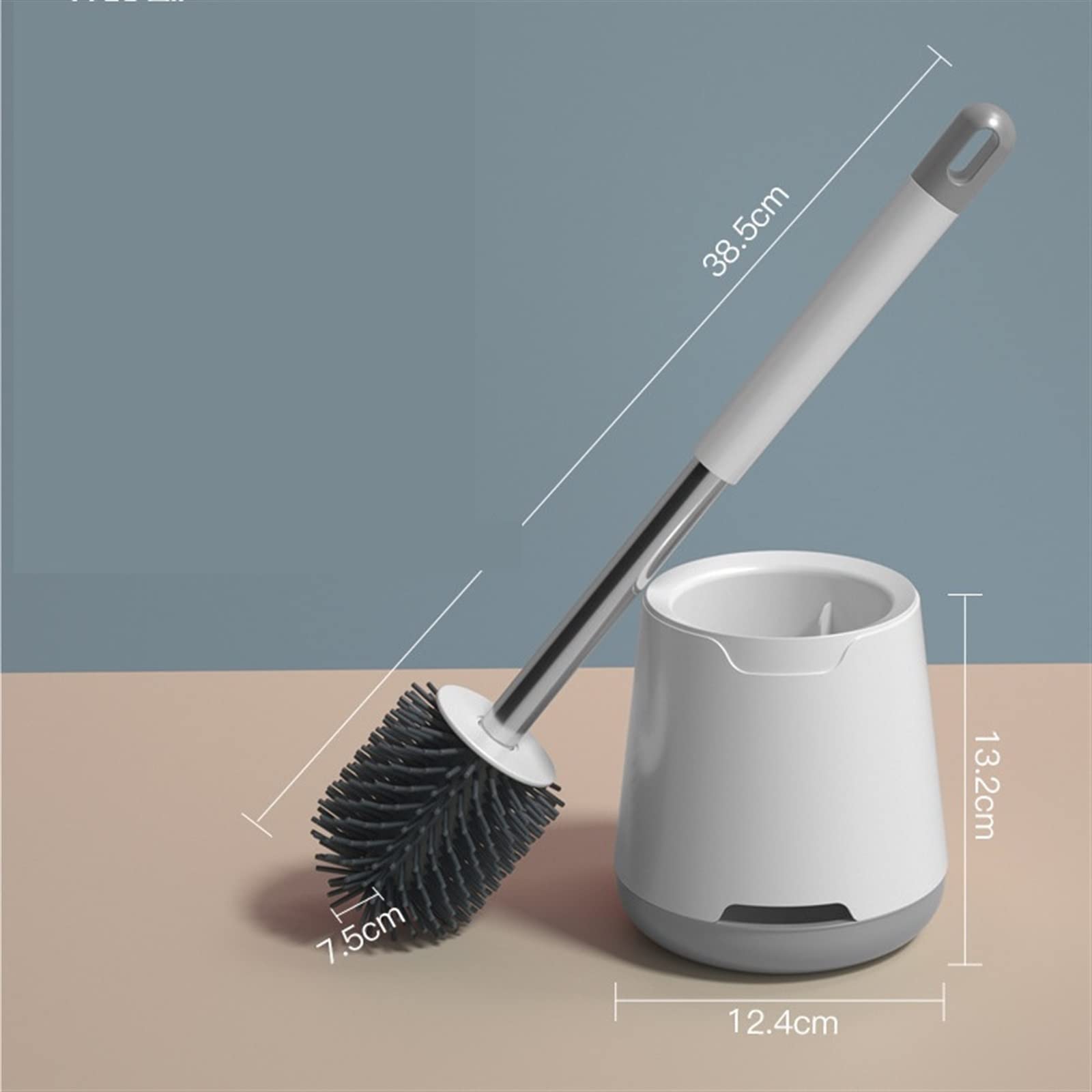 VIKTAO Escobillas de Inodoro Cepillo de baño TPR Cabezal Silicona Drenaje rápido Herramienta Limpieza Accesorios Montaje en Pared o pie