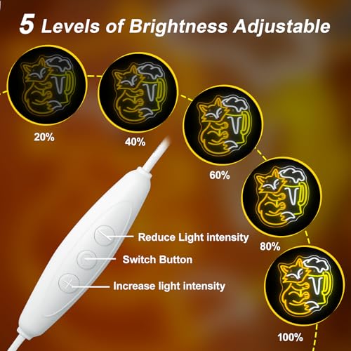 Image of Fox Beer LED Neon Sign Beer Mug Light Up for Bar Party Wall Decoration | 13IN*12IN,Five level brightness adjustment,USB power,For Bar,Club,Pub,Party,Men Cave,Garage,Living room,Bedroom,Restaurant