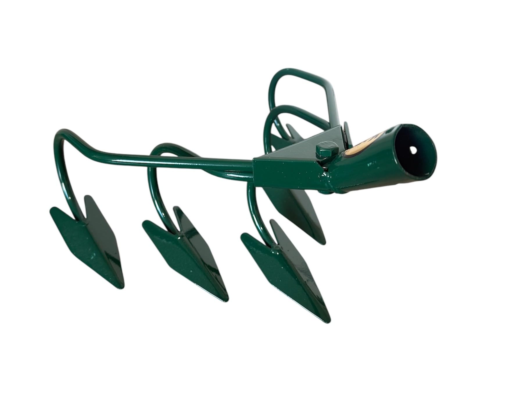 AGROHIT Gartenhacke mit 5 Zinken, Pflanzharke aus Stahl, Blumenharke mit Ø 2,8 cm Stieldülle, Kultivator zur Bodenauflockerung & Unkrautentfernung, Handlicher Grubber für Garten, 29 x 23 cm, Grün