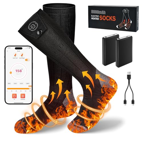 Discover the Best Heated Socks for Men: Ultimate Comfort 11 Starines 8000mAh Heated Socks for Men Women,APP Control Rechargeable Battery Electric Socks,Heating Foot Warmers Up to 13H Valentine's White Elephant Gift for Outdoor Winter Work Ski Hiking Hunting