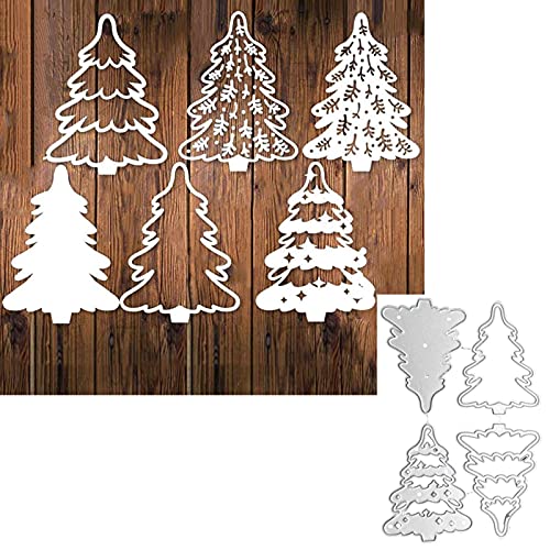 hinana 4pcs/Set Christmas Tree Metal Die Cuts,Merry Christmas Tree Cutting Dies Cut Stencils for DIY Scrapbooking Photo Decorative Embossing Paper Dies for Scrapbooking Card Making