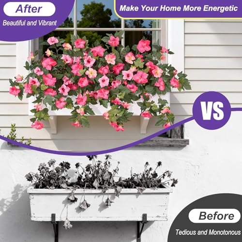 Ammyoo Artificial Fake Petunia Flowers for Outdoor Decoration, 2PCS Faux Silk Petunias Flower for Spring UV Resistant No Fade Realistic Plants for Garden Balcony Yard Porch Indoor  image 2