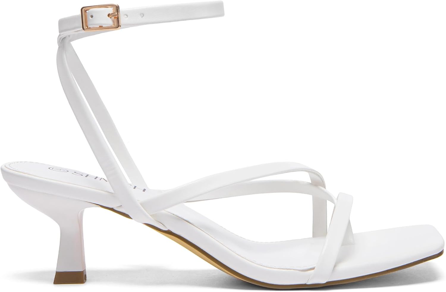 Kitten Heels for Women Low Strappy Lace Up Heels Square Toe Thong Ankle Strap Heels Fashion Comfort Dress Shoes - Image 3