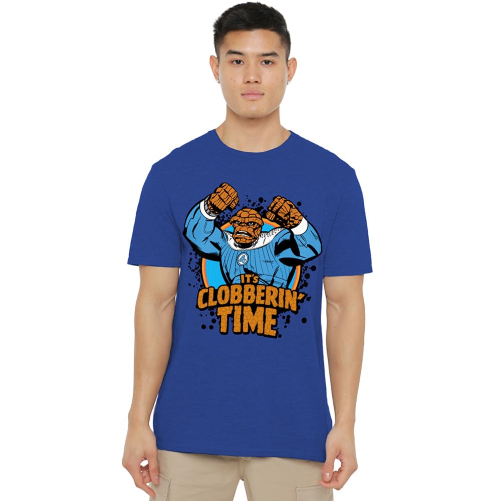 Marvel Fantastic Four Thing Clobberin' Time Unisex T Shirt, Heather Royal, Small