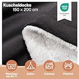 Blumtal Premium Sherpa Kuscheldecke flauschig 150x200 cm - Oeko-Tex zert. Sofa Decke mit Dicker Sherpa-Innenseite - super Flauschige Decke extra dick und wärmend - Plüschdecke - Anthrazit