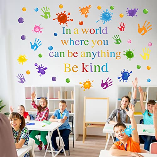 Colorful Inspirational Wall Decals Motvational Phrase Wall Stickers Positive Sayings Lettering Decal Paint Splatter Handprint Wall Stickers For Kids Girls Classroom Playroom Nursery Bedroom Decor #TOP6