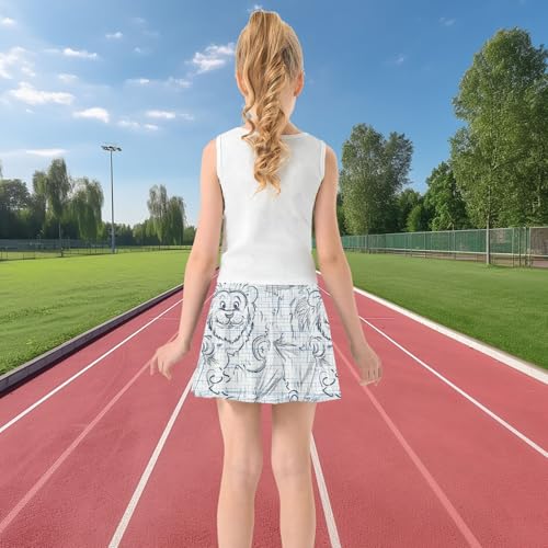 visesunny Girls Flowy Pleated Skirt Cartoon Lion Paper Tennis Golf Fashion Short Skorts for Casual Dance Outfit3