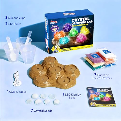 JOVA Klever Kits Crystal Growing Lab- 7 Color Crystal Growing Kit with Light-Up Base, Educational Toys Birthday Gift for Boys and Girls, Science Kits for Kids Ages 8-12 - Image 5