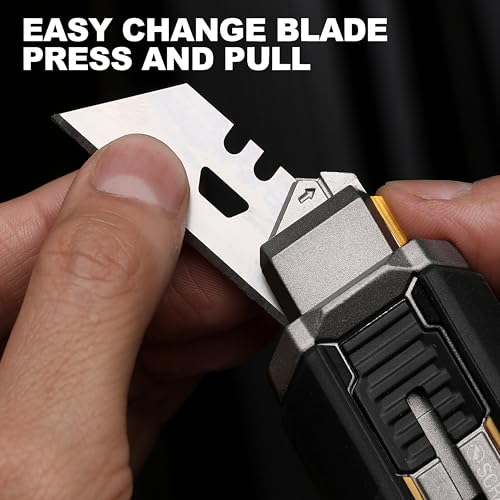 ToughBuilt – Scraper Utility Knife with 5 Blades, Heavy-Duty Folding Utility Knife with Integrated Scraper Edge, Quick-Change Blade System & All-Metal Construction (TB-H4S5-01)
