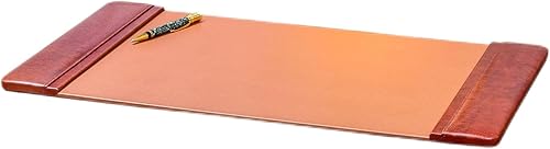 Dacasso Almohadilla de escritorio de cuero moca de 22 x 14 pulgadas con rieles laterales, protector de superficie de escritorio ejecutivo, secante