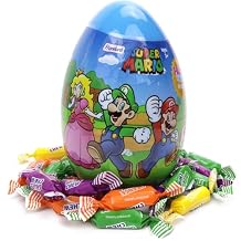 Super Mario Jumbo Easter Egg, Fruit Chew Candies Inside, Individually Wrapped, Basket Stuffer Gift, 2.72 Ounces