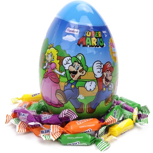 Super Mario Jumbo Easter Egg Fruit Chew Candies Inside Individually Wrapped Basket Stuffer Gift 2.72 Ounces