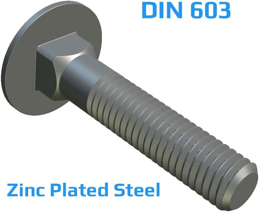 M10x80mm Coach Bolts by Keple, 10 Pack Alloy Steel, Square Neck