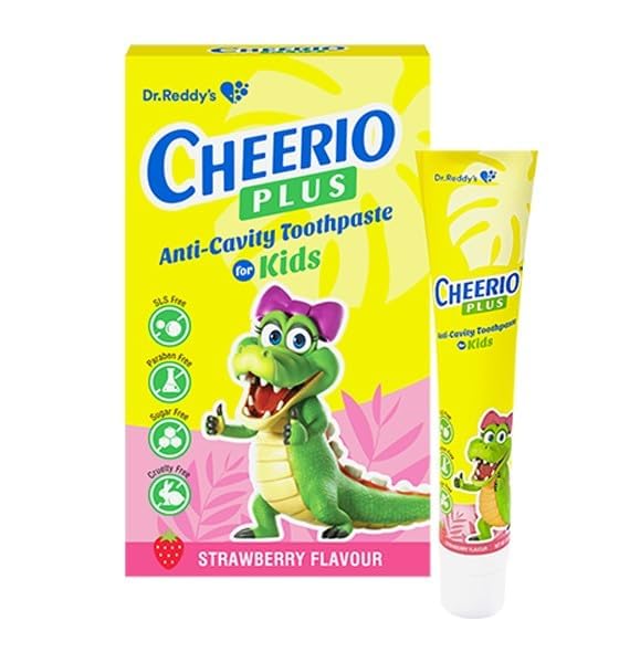 Cheerio Plus Strawberry/Bubble fruit Flavour Sugar Free Kids Anti Cavety Toothpaste 75gm (Pack of 5)-image-0