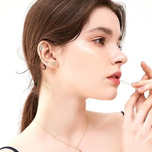 LOLIAS 17Pcs 16G Cartilage Earrings Stud for Women Men Stainless Steel CZ Labret Helix Piercing Tragus Stud Earrings Forward Conch Piercing Jewelry Set