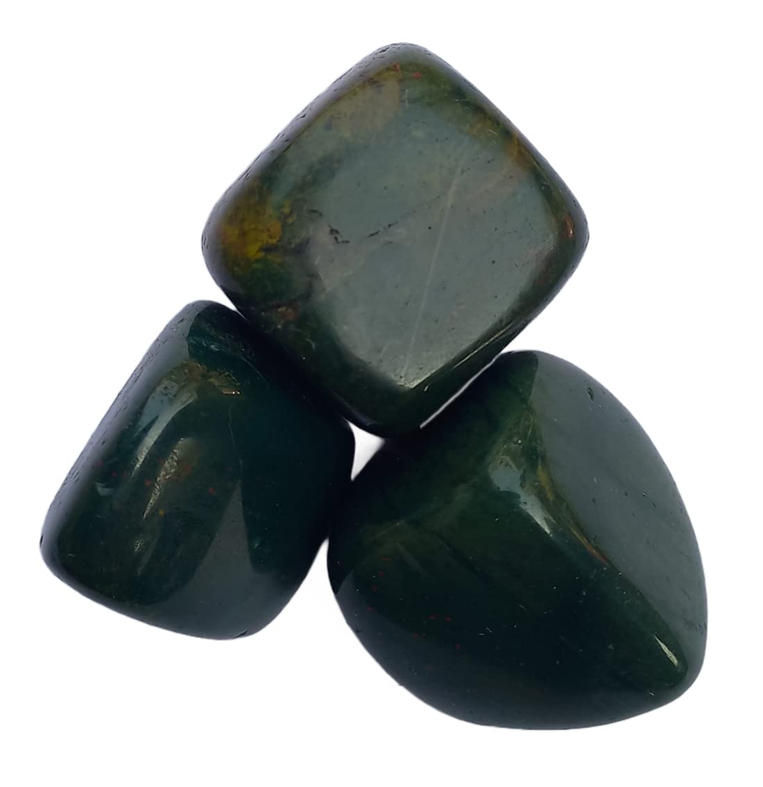 rocksminsRocksmins Blood Stone Tumble 3 Pcs (Three) 40-60 Gm 15-25mm Polished Original Natural Crystal Gemstone Stones for Reiki Crystal Healing Aura Cleaning Tumbling Chakras Balancing Vastu Meditation