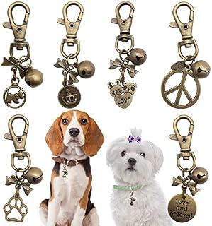 BIPY 6PCS Bronze Dog Collar Bells Loud Cat Collar Charms Bell Pet Necklace Pendant Decoration Durable Brass Bells for Small Medium Dogs Puppies Kittens Collar Accessories Harness Training