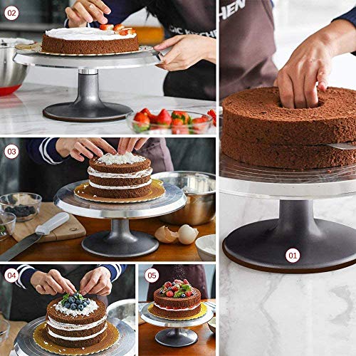 12'' Cake Stand, Cake Spinner Cake Decorating Supplies, Round Decorating Turntable Revolving Aluminum Table Holder Baking Display Tray Plate Tools Accessories For Birthday Wedding Party #TOP6