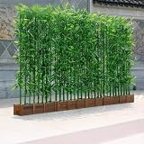 Pflegefreie künstliche Bambuspflanze – Hoher künstlicher Bambusbaum mit Topf – UV-beschichtet, wetterfest – Sichtschutz für Terrasse, Balkon und Garten