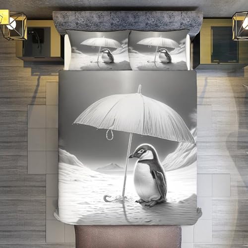 Funda de edredón de pingüino con cremallera y funda de almohada 3