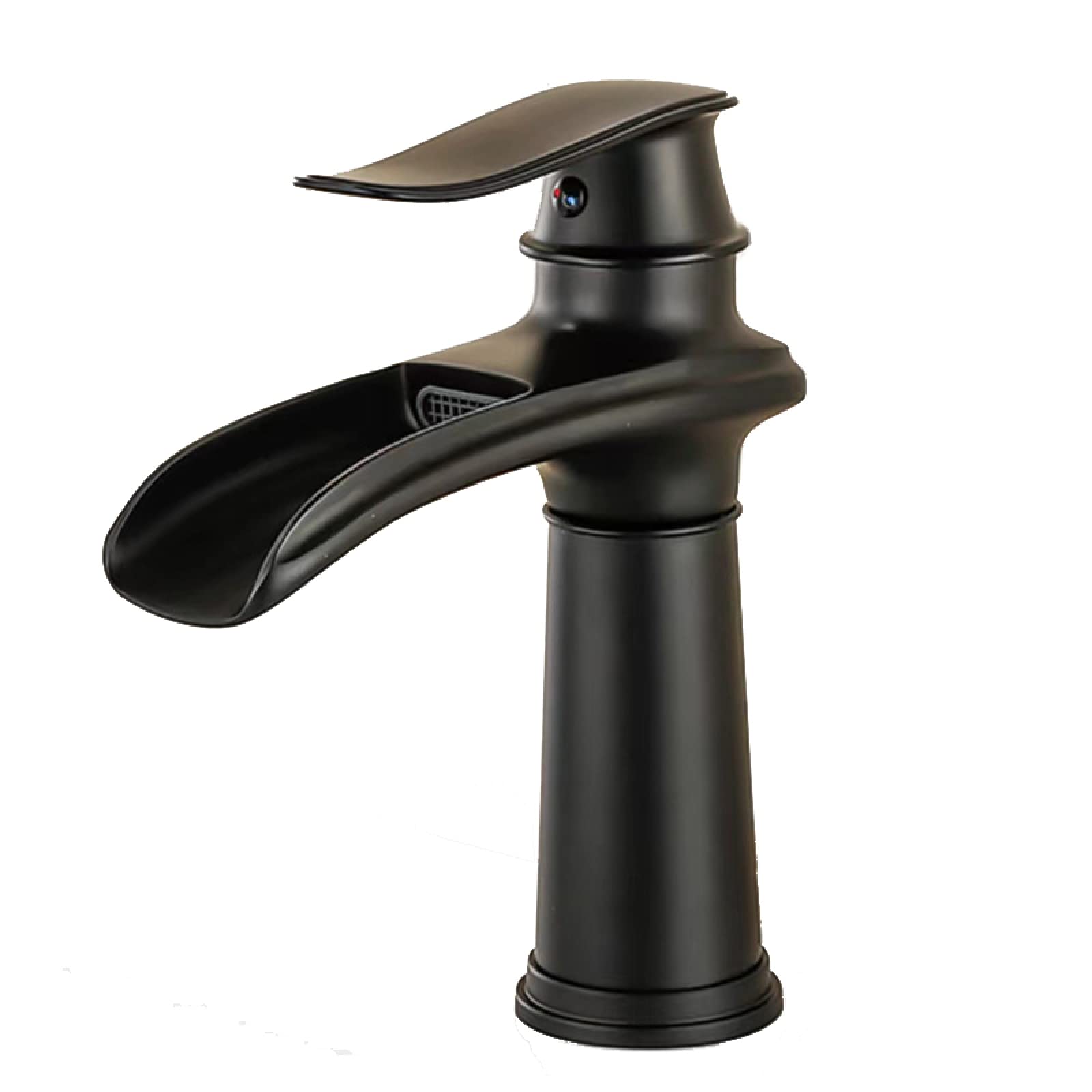 DFGHNBVC Bathroom Sink Faucet Waterfall Black, Brass, Hot And Cold Sink Mixer Tap Faucet, Single Handle Waterfall Bathroom Faucet, Black, High,Faucets,Black-Short