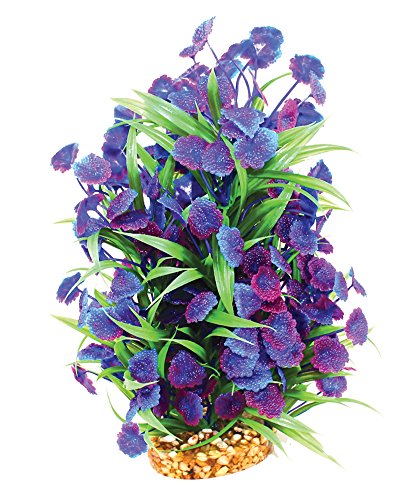 Aqua One Vibrance Centauria With Gravel Base Aquarium Plant, Large, Blue