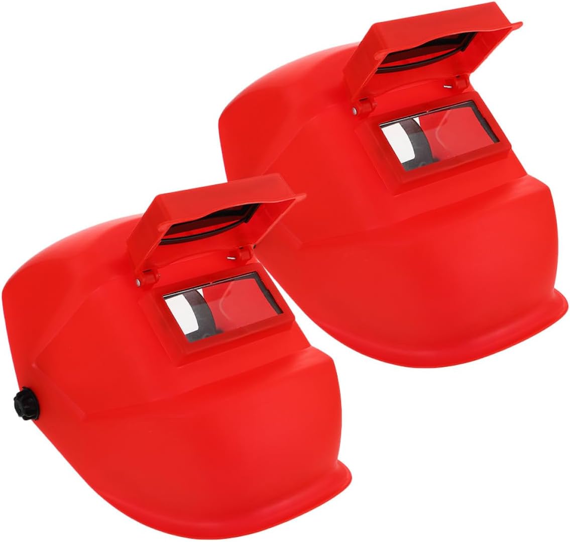 Alipis 2pcs Red Adjustable Welding Helmets with Full Face Protection for Welding Workplaces Lightweight Polymer Welder Cover for Arc