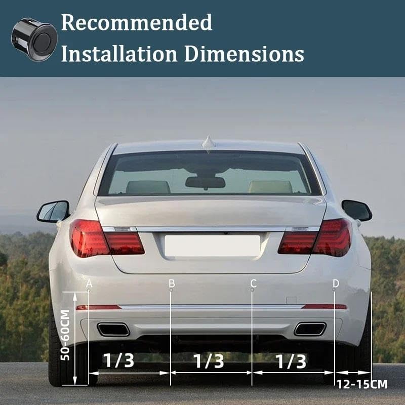 Sensores de aparcamiento Kit de sensor de aparcamiento para coche con monitor de marcha atrás Parktronic de 22 mm, 4 sensores, detector de radar, pantalla de retroiluminación, sensor de aparcamiento