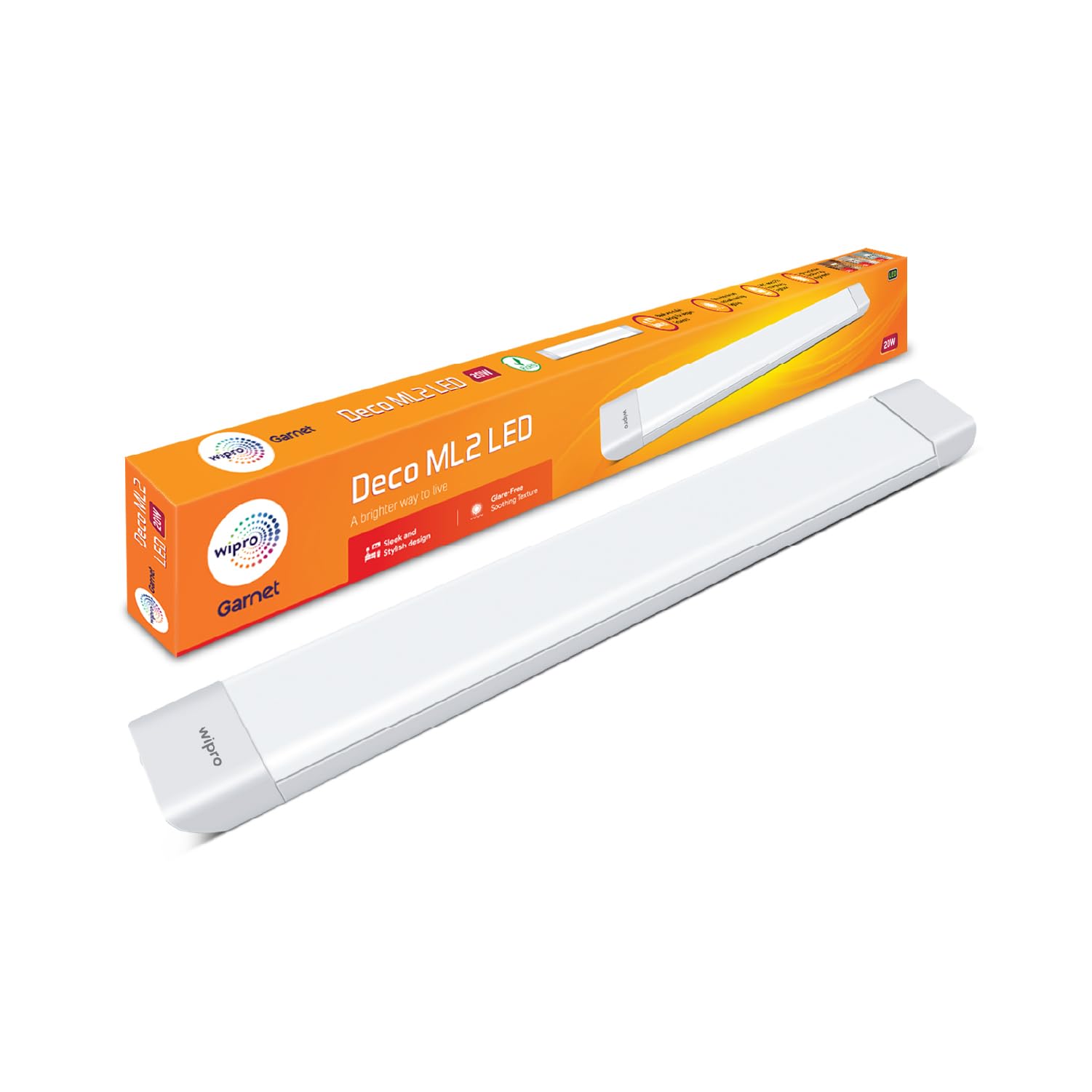 wipro Deco 20W ML2 LED Mirror Light for Wall Picture, Bathroom Vanity & Dressing Table |Cool Day White(6500K) | Pk 1 | 24 Inches Long Stylish Design | Glare Free Soothing Texture with diffused Optics